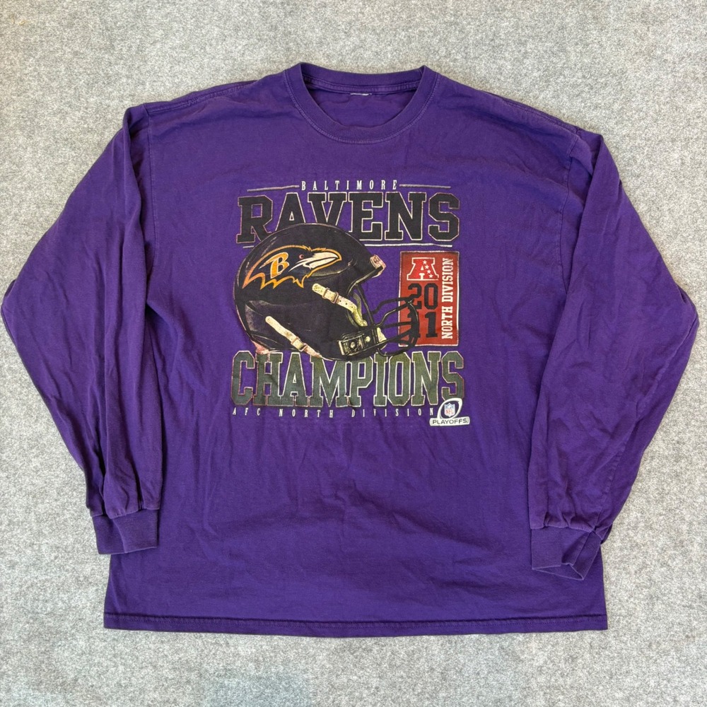 Baltimore Ravens 2011 AFC North Champions Long Sleeve Shirt Purple Mens Large